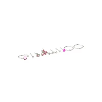 Multi-Pack CZ Heart Hoop Nose Rings and Bone Nose Rings 9 Pack - 20 Gauge