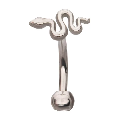 Silvertone Snake Cartilage Earring - 16 Gauge