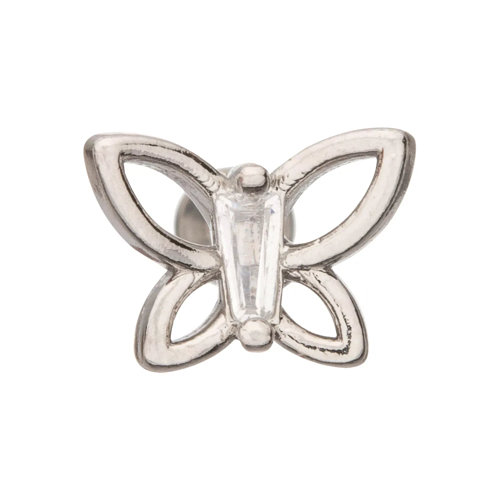 Silvertone Butterfly Cartilage Earring - 16 Gauge