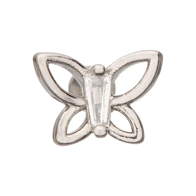 Silvertone Butterfly Cartilage Earring - 16 Gauge