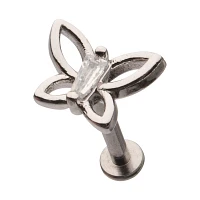 Silvertone Butterfly Cartilage Earring - 16 Gauge