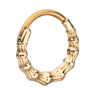 Goldtone Bamboo Clicker Septum Ring - 16 Gauge