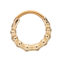 Goldtone Bamboo Clicker Septum Ring - 16 Gauge