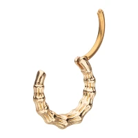 Goldtone Bamboo Clicker Septum Ring - 16 Gauge