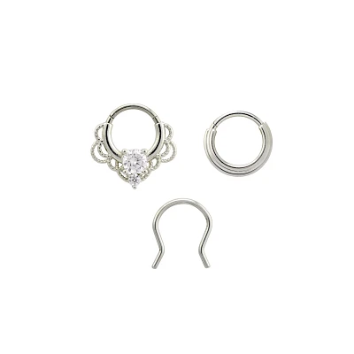 Multi-Pack CZ Lacey Septum Clickers and Retainer - 16 Gauge