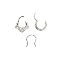 Multi-Pack CZ Lacey Septum Clickers and Retainer - 16 Gauge