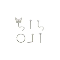 CZ Multi-Pack Purple Butterfly Nose Rings 6 Pack - 20 Gauge