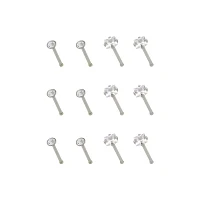 Multi-Pack CZ Square Prong Nose Pins 12 Pack - 20 Gauge