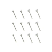 Multi-Pack CZ Square Prong Nose Pins 12 Pack - 20 Gauge