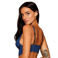 Denim Floral Lace Corset