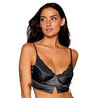 Black Satin Floral Corset