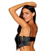 Black Satin Floral Corset