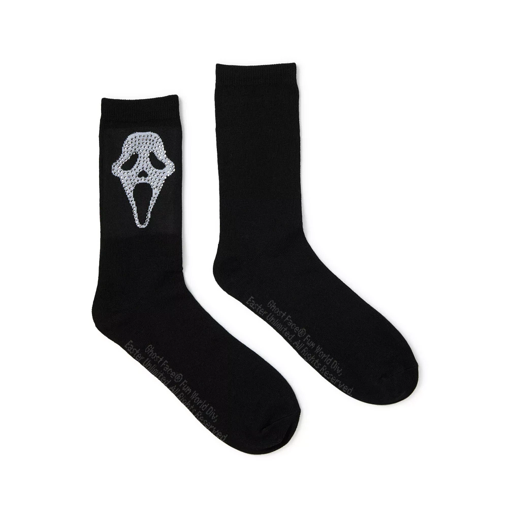 Ghost Face Rhinestone Crew Socks