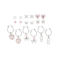 Multi-Pack Heart Bow Butterfly Spike Earrings - 9 Pair