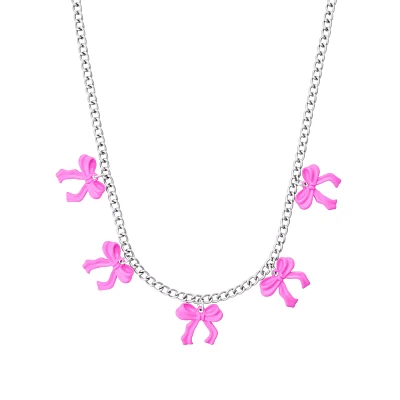 Pink Bow Chain Necklace