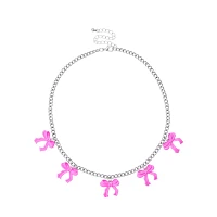 Pink Bow Chain Necklace