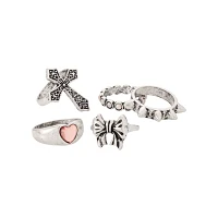 Multi-Pack Pink Heart Bow and Cross Rings - 5 Pack
