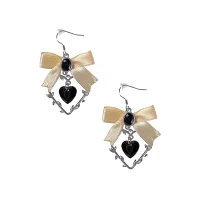 Cutout Heart Bow Dangle Earrings