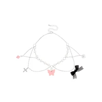 Butterfly Cross Bow Pearl-Effect Chain Necklace