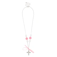 Pink Bow Cross Necklace