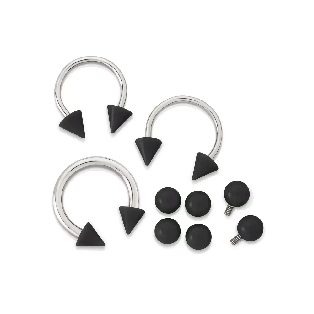 Kayla Malecc Multi-Pack Titanium Horseshoe Rings with Ends and Extra Balls 3 Pack