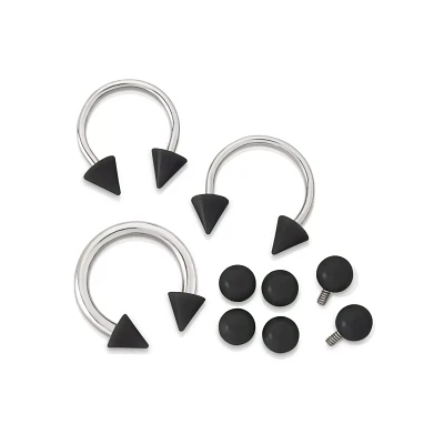 Kayla Malecc Multi-Pack Titanium Horseshoe Rings with Ends and Extra Balls 3 Pack