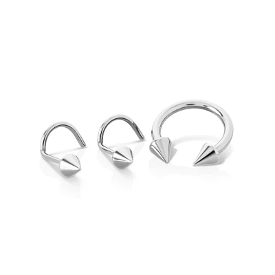 Kayla Malecc Multi-Pack Silvertone Titanium Horseshoe and Screw Nose Rings  3 Pack - 20-16 Gauge