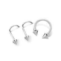 Kayla Malecc Multi-Pack Silvertone Titanium Horseshoe and Screw Nose Rings  3 Pack - 20-16 Gauge