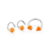 Kayla Malecc Multi-Pack Titanium Horseshoe Ring and Screw Nose Rings with Neon Orange Ends 3 Pack - 20-16 Gauge