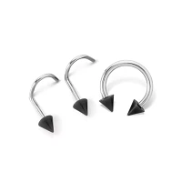 Kayla Malecc Multi-Pack Titanium Horseshoe Ring and Screw Nose Rings with Ends 3 Pack