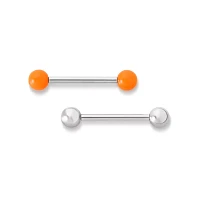 Kayla Malecc Multi-Pack Titanium Barbells with Neon Orange Ends 2 Pack - 14 Gauge