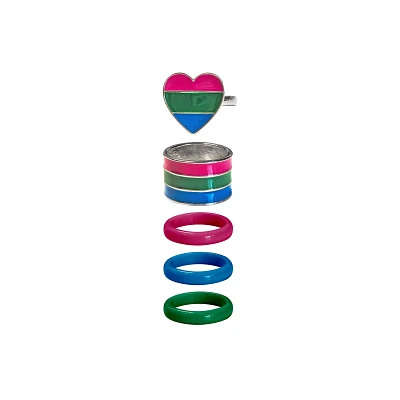 Multi-Pack Polysexual Pride Rings - 5 Pack