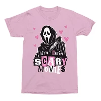 Pink Ghost Face Let's Watch Scary Movies T Shirt
