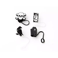Black Gothic Travel Tumbler Straw Toppers - 4 Pack