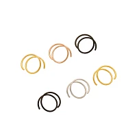 Multi-Pack Black and Goldtone Spiral Double Hoop Nose Rings 6 Pack - 20 Gauge