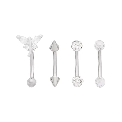 Multi-Pack CZ Titanium Butterfly Curved Barbells 4 Pack - 16 Gauge