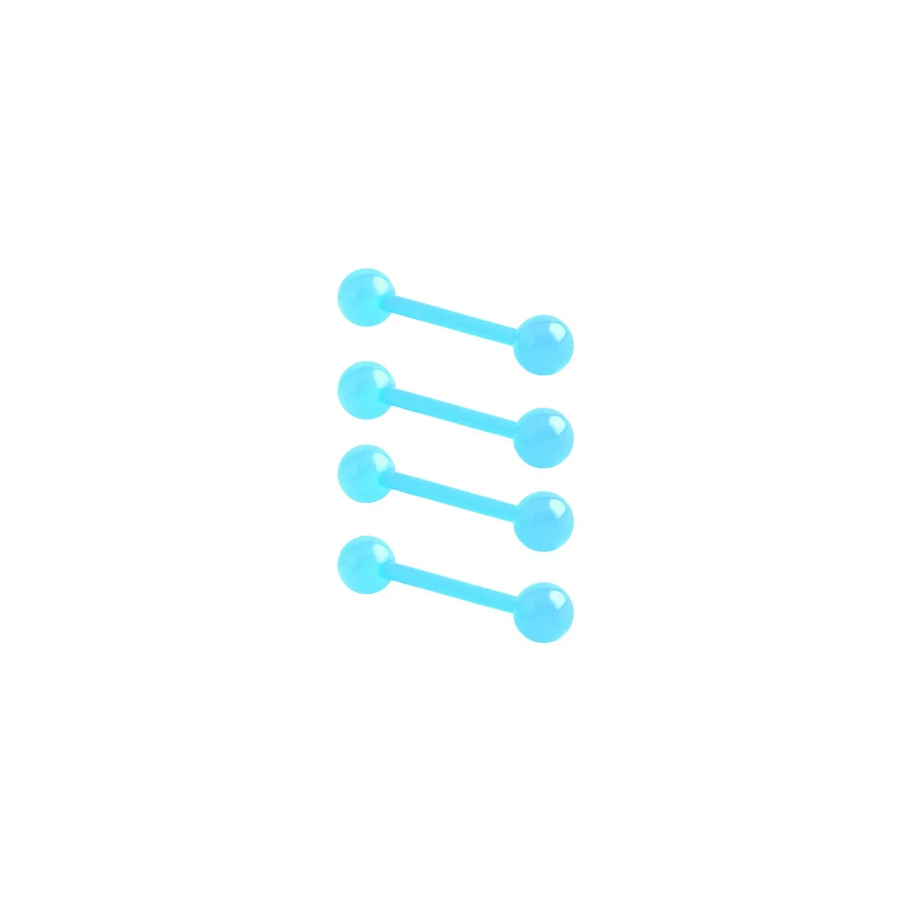 Multi-Pack Glow in the Dark Bioflex Blue Barbells 4 Pack - 14 Gauge