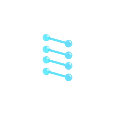 Multi-Pack Glow in the Dark Bioflex Blue Barbells 4 Pack - 14 Gauge