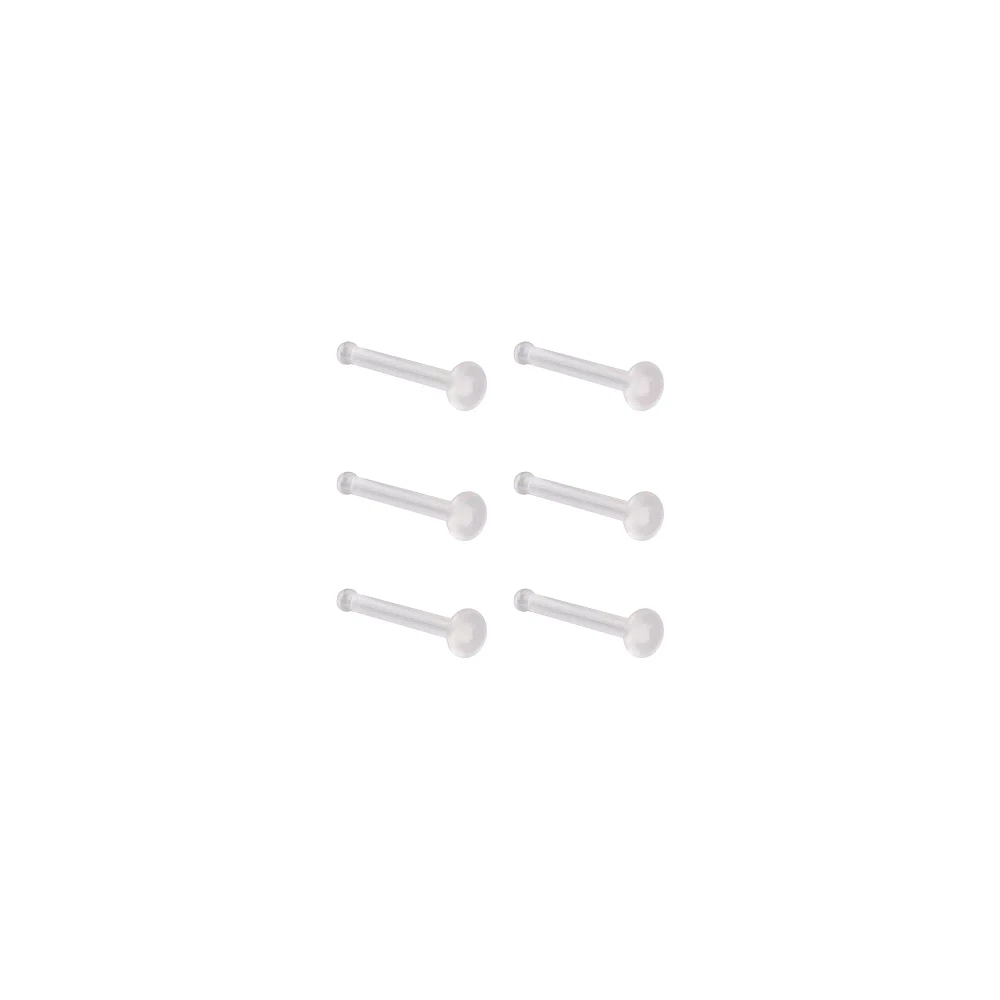 Multi-Pack Clear Bioflex Nose Bone Retainers 6 Pack - 20 Gauge