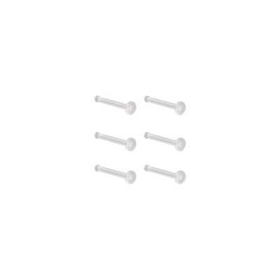 Multi-Pack Clear Bioflex Nose Bone Retainers 6 Pack - 20 Gauge