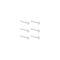 Multi-Pack Clear Bioflex Nose Bone Retainers 6 Pack - 20 Gauge