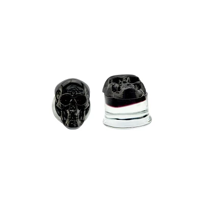 Black Skull Glass Plugs