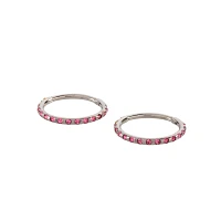 CZ Pink Titanium Hinged Hoop Rings 1 Pair - 18 Gauge