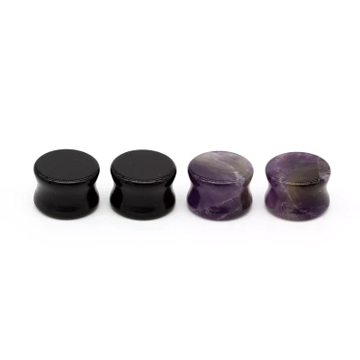 Multi-Pack Obsidian and Charoite Stone Plugs - 2 Pair