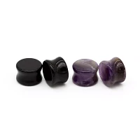 Multi-Pack Obsidian and Charoite Stone Plugs - 2 Pair