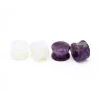 Multi-Pack Opal and Amethyst Stone Plugs - 2 Pair