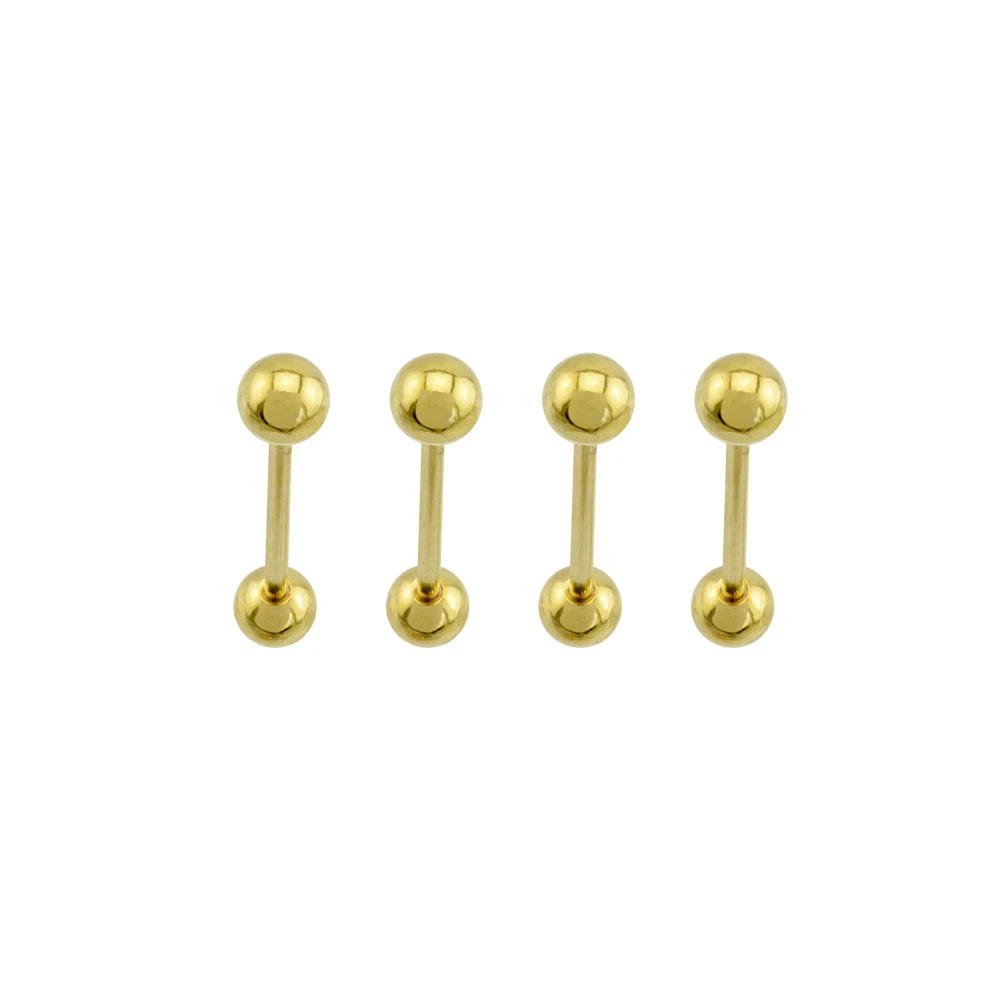 Multi-Pack Goldplated Tongue Barbells 4 Pack - 14 Gauge