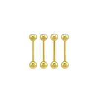 Multi-Pack CZ Goldplated Opalite Tongue Barbells 4 Pack - 14 Gauge