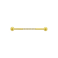 CZ Multiple Stone Goldtone Industrial Barbell - 14 Gauge