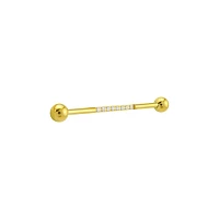 CZ Multiple Stone Goldtone Industrial Barbell - 14 Gauge